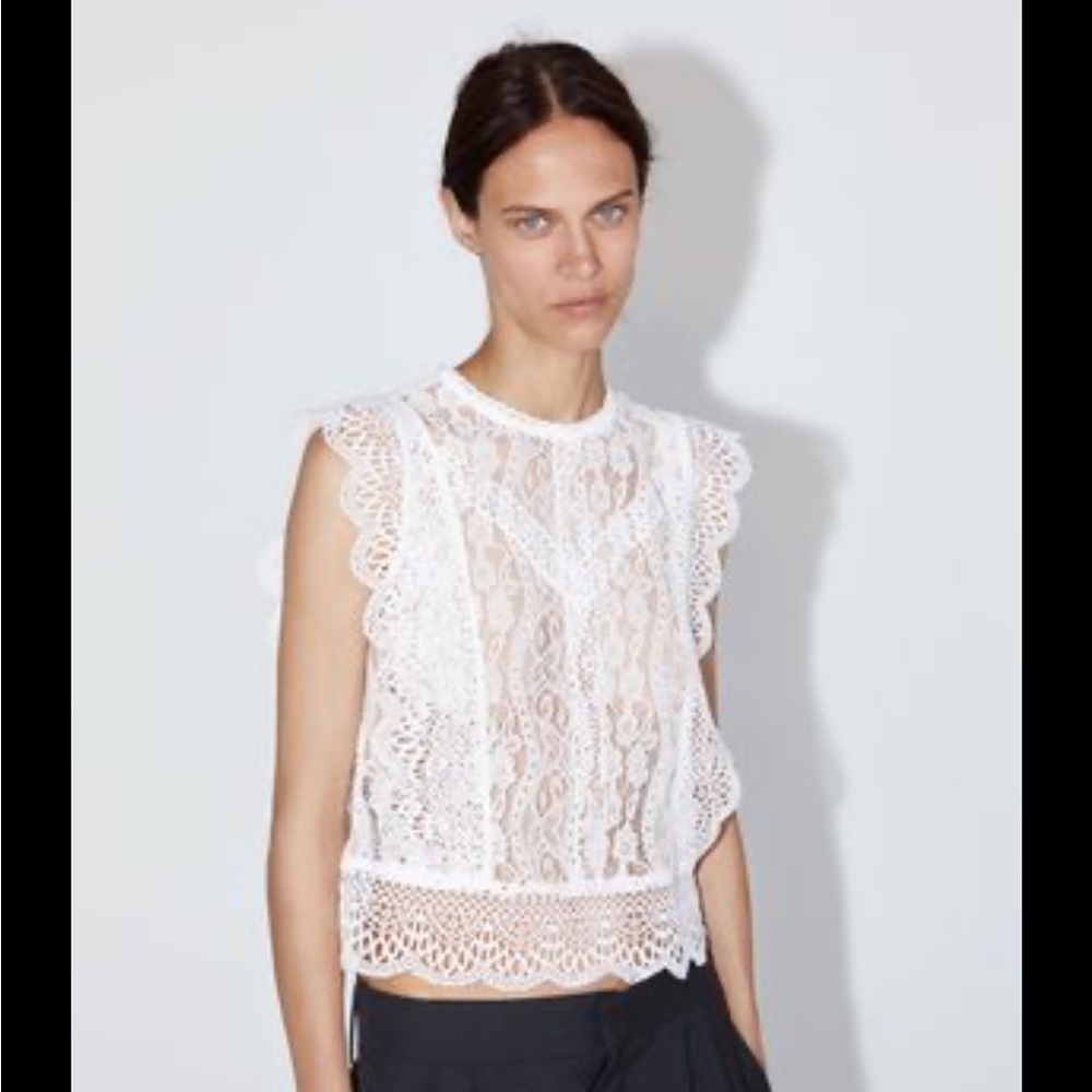 Zara Crochet Lace Trim Top